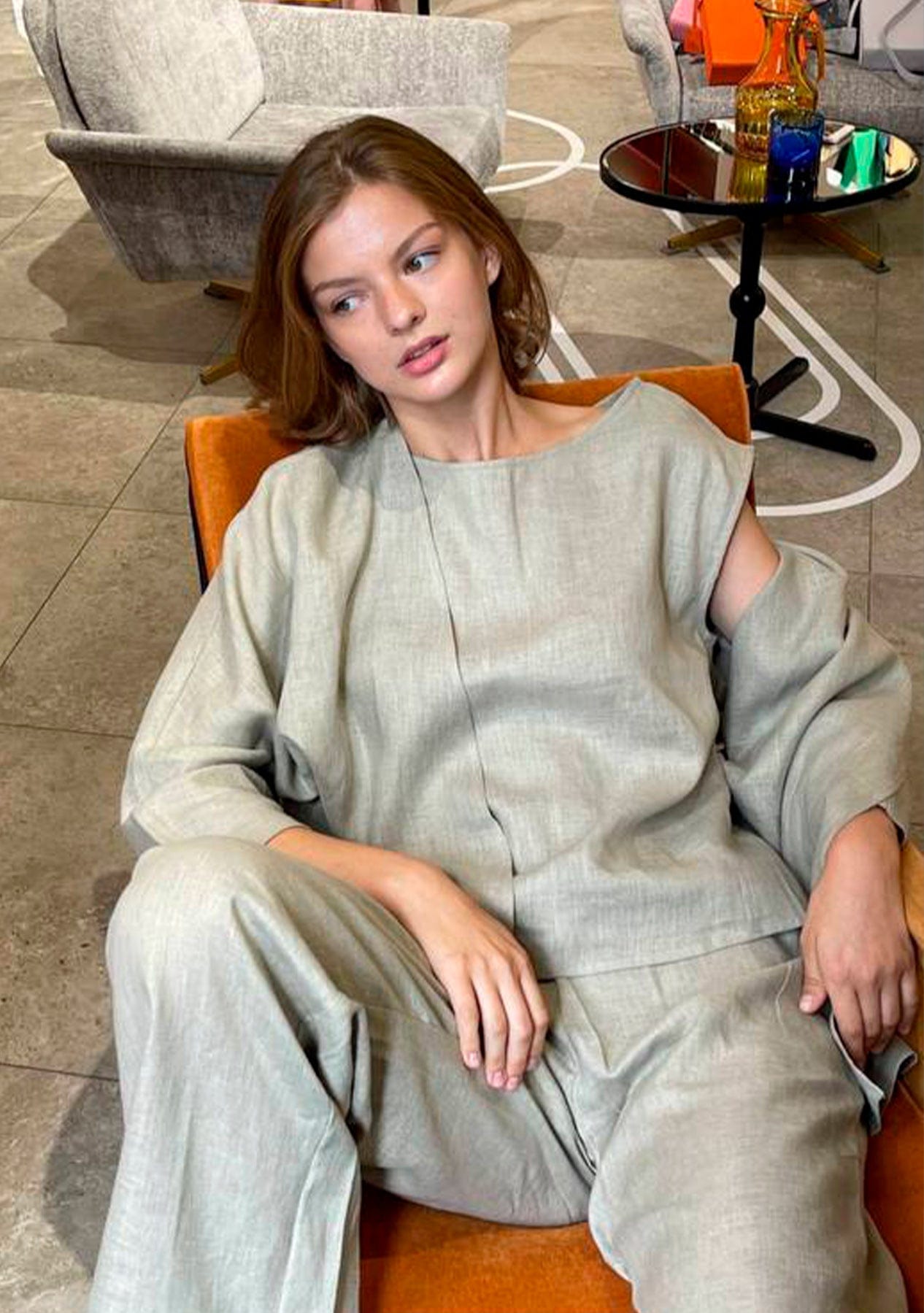 Льняний жіночий костюм із брюками Etape EW 3 Linen Olive