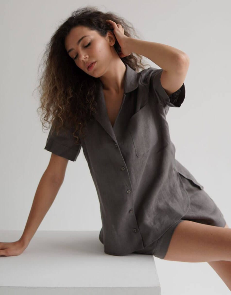 Льняний жіночий костюм із шортами Etape EW suit linen Gray