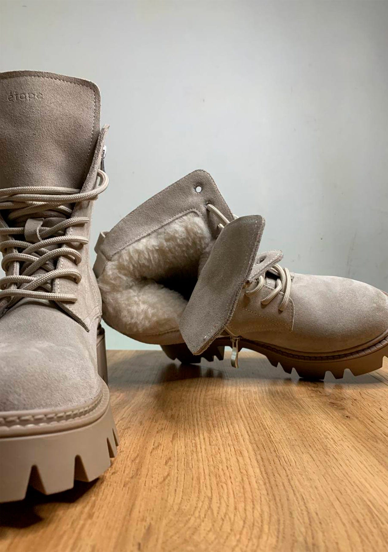 Черевики жіночі замшеві утеплені Etape FUR BOOTS VELOR Beige бежеві