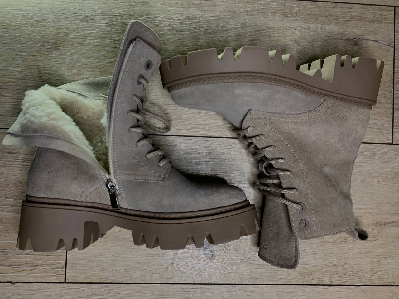 Черевики жіночі замшеві утеплені Etape FUR BOOTS VELOR Beige бежеві