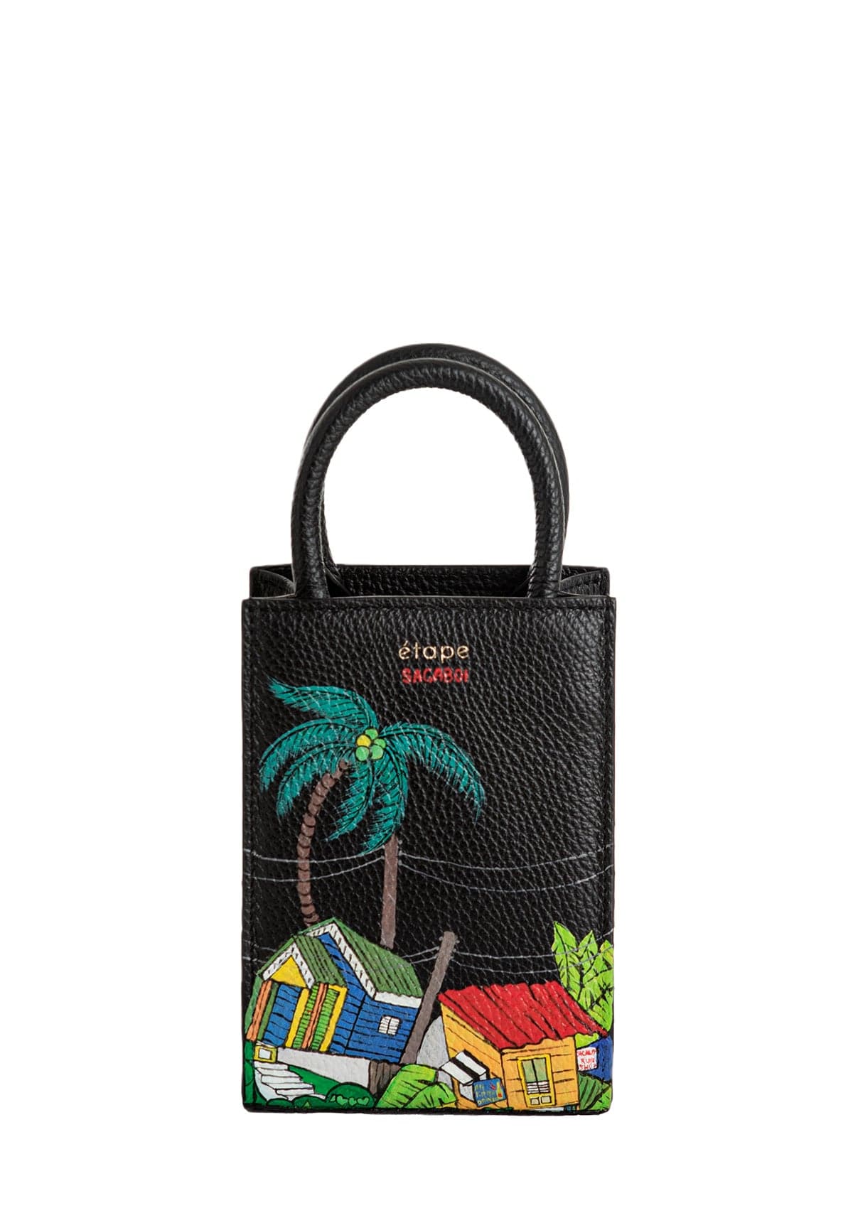 Сумка шкіряна Ètape X Sagaboi Hand Painted Black MINI Bag