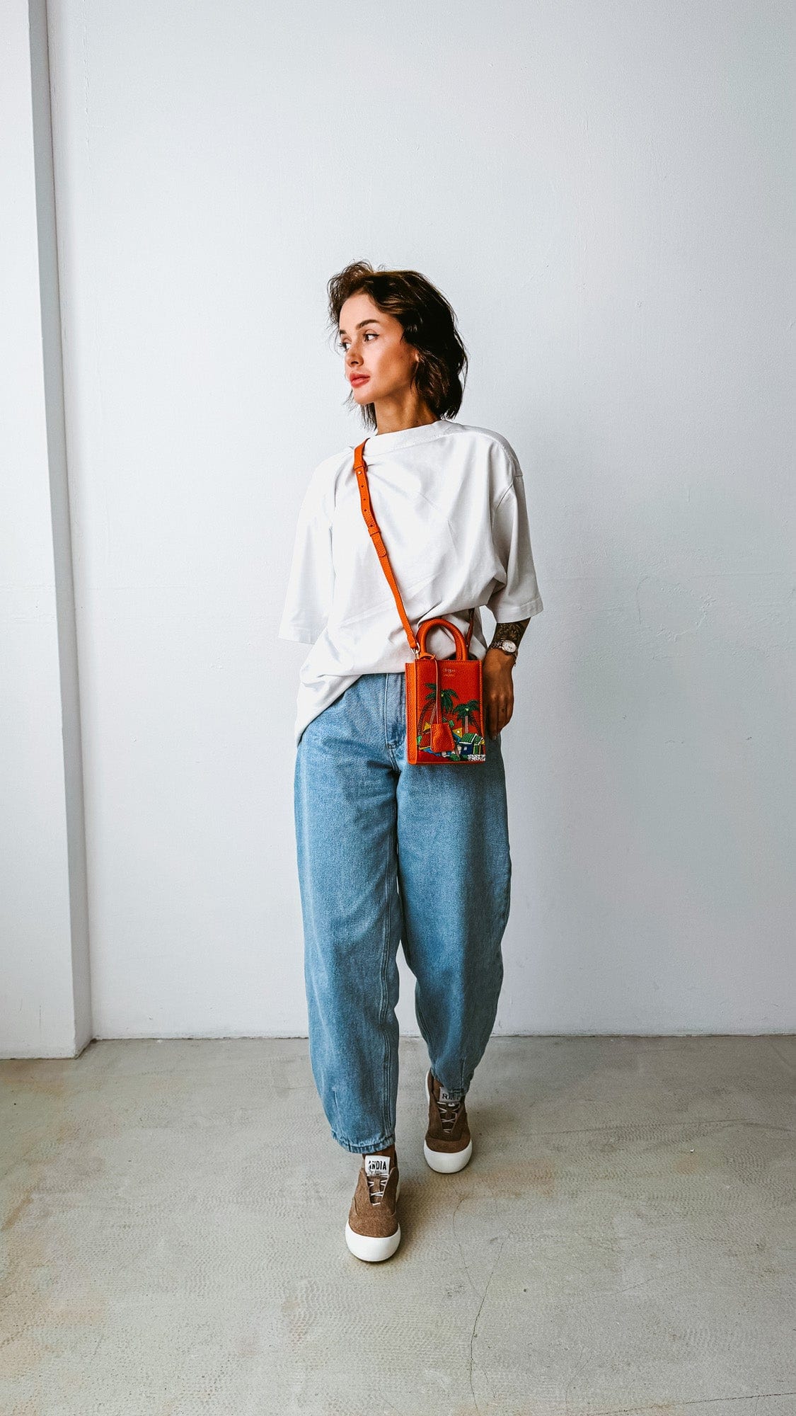 Сумка шкіряна Ètape X Sagaboi Hand Painted MIMI Bag Orange