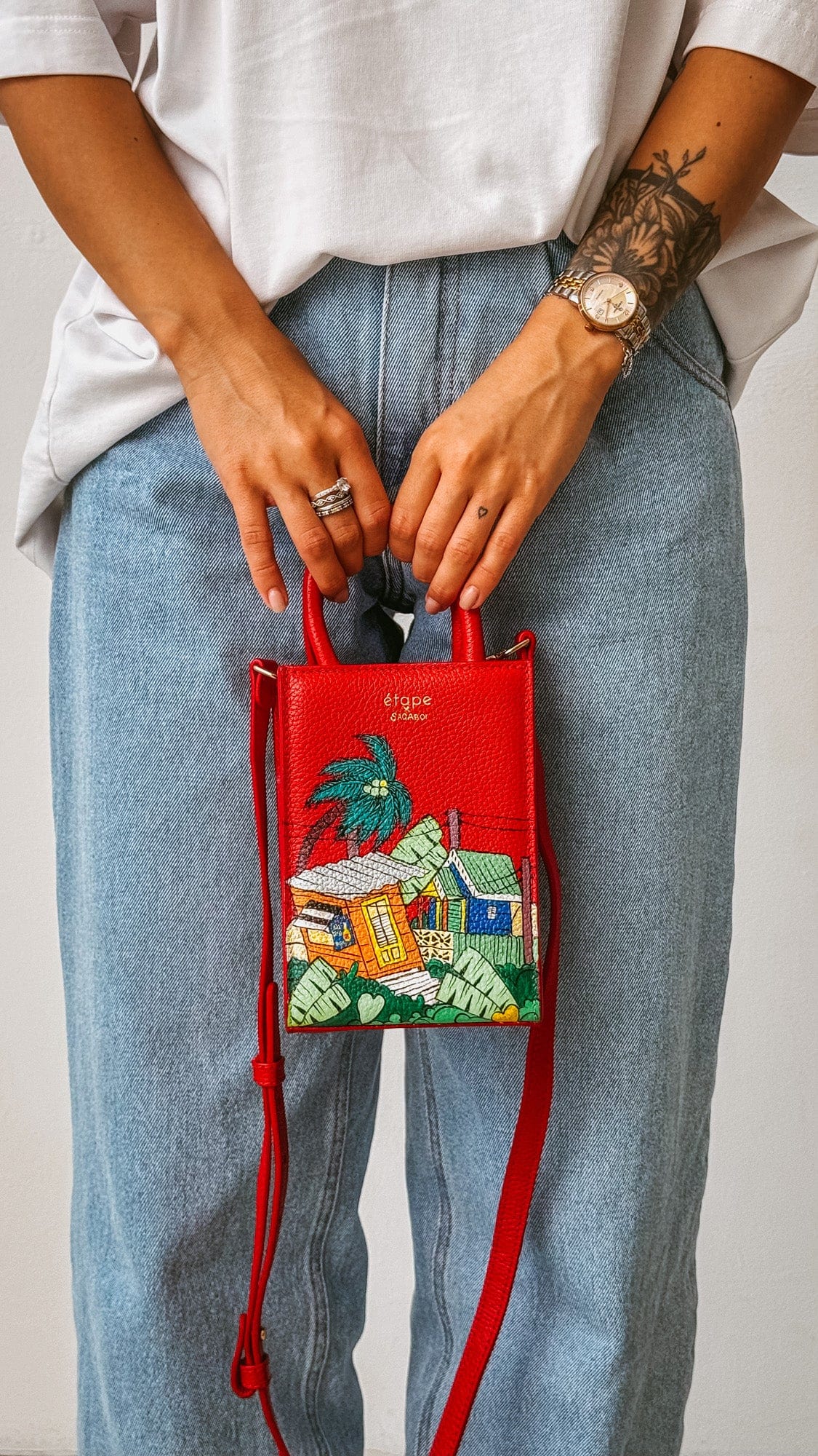 Сумка шкіряна Ètape X Sagaboi Hand Painted MIMI Bag Red Limited Edition