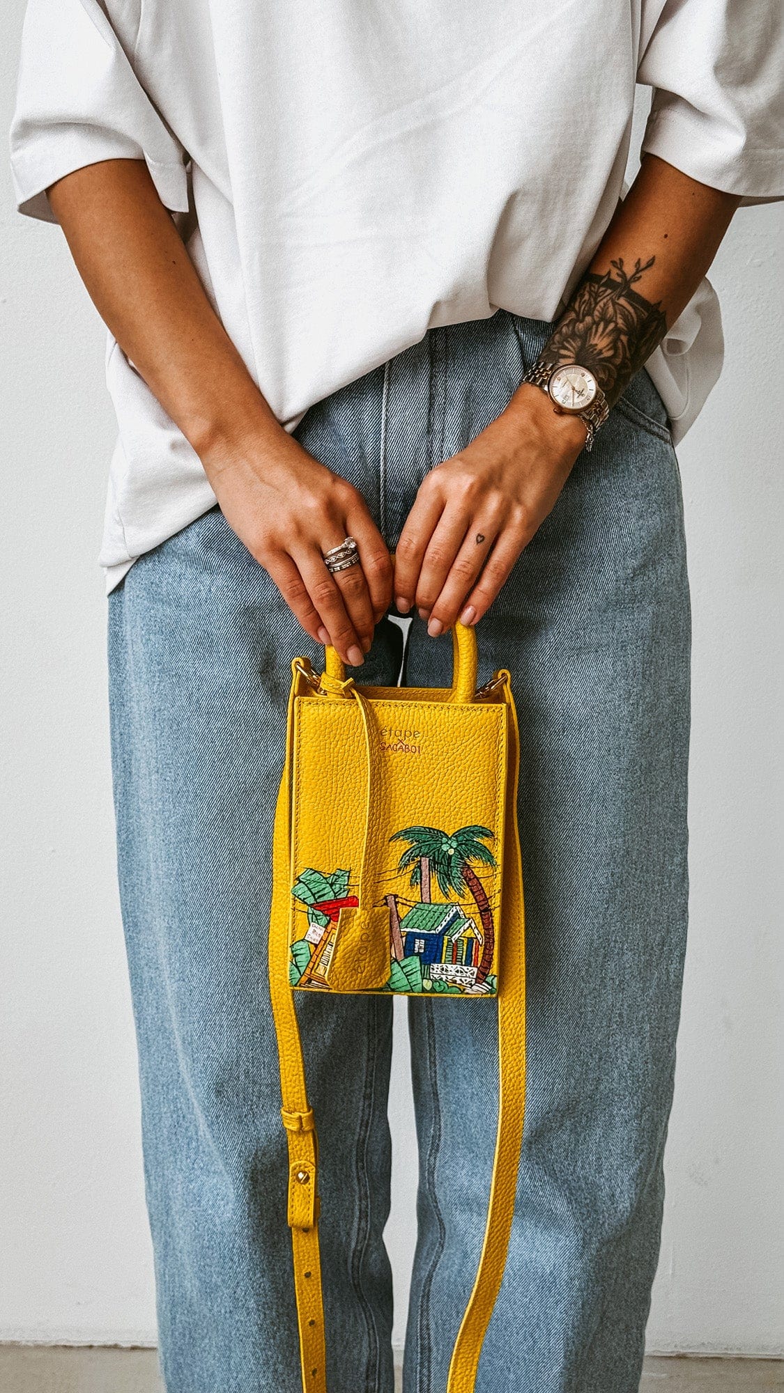 Сумка шкіряна Ètape X Sagaboi Hand Painted MIMI Bag Yellow