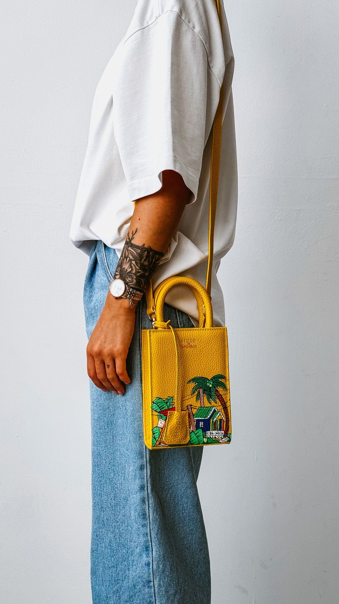 Сумка шкіряна Ètape X Sagaboi Hand Painted MIMI Bag Yellow