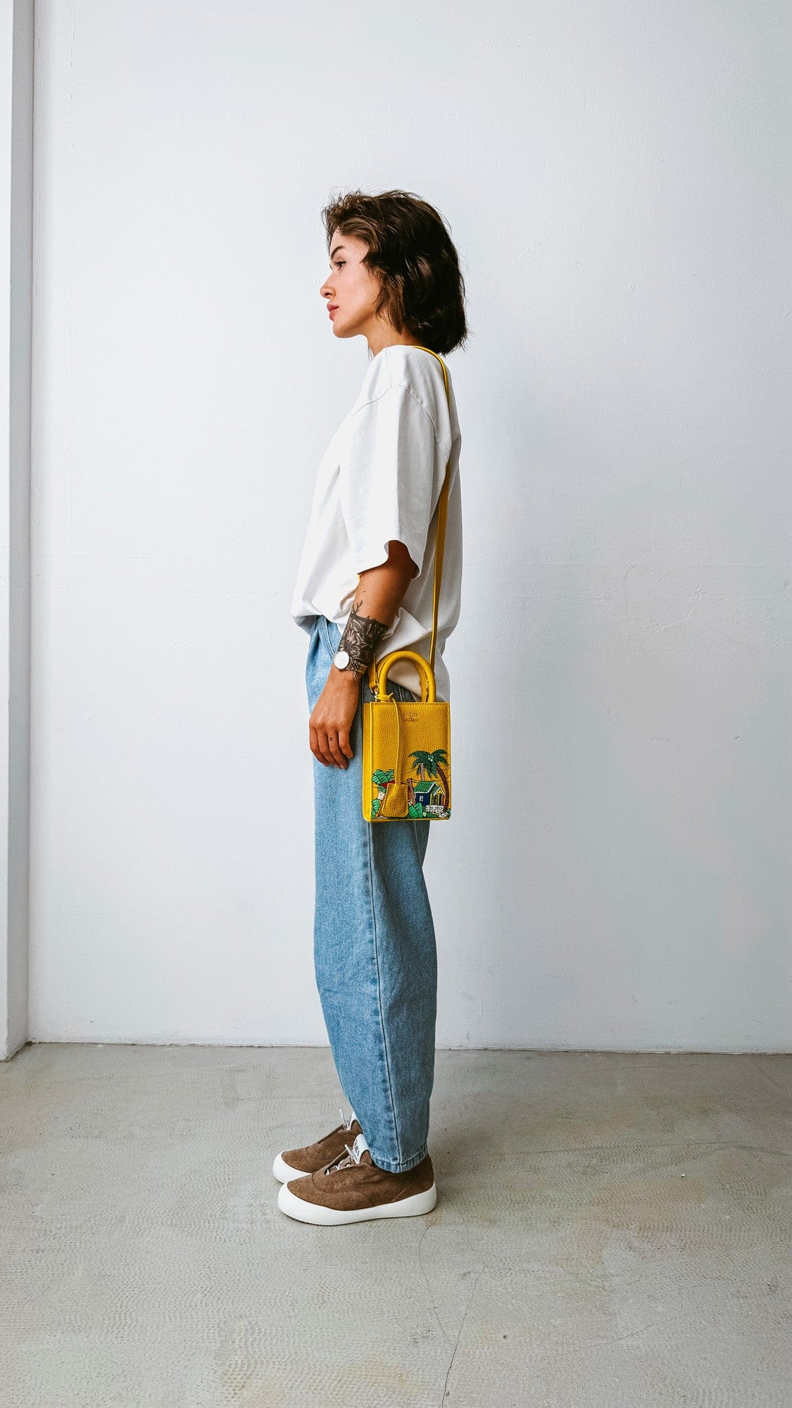 Сумка шкіряна Ètape X Sagaboi Hand Painted MIMI Bag Yellow