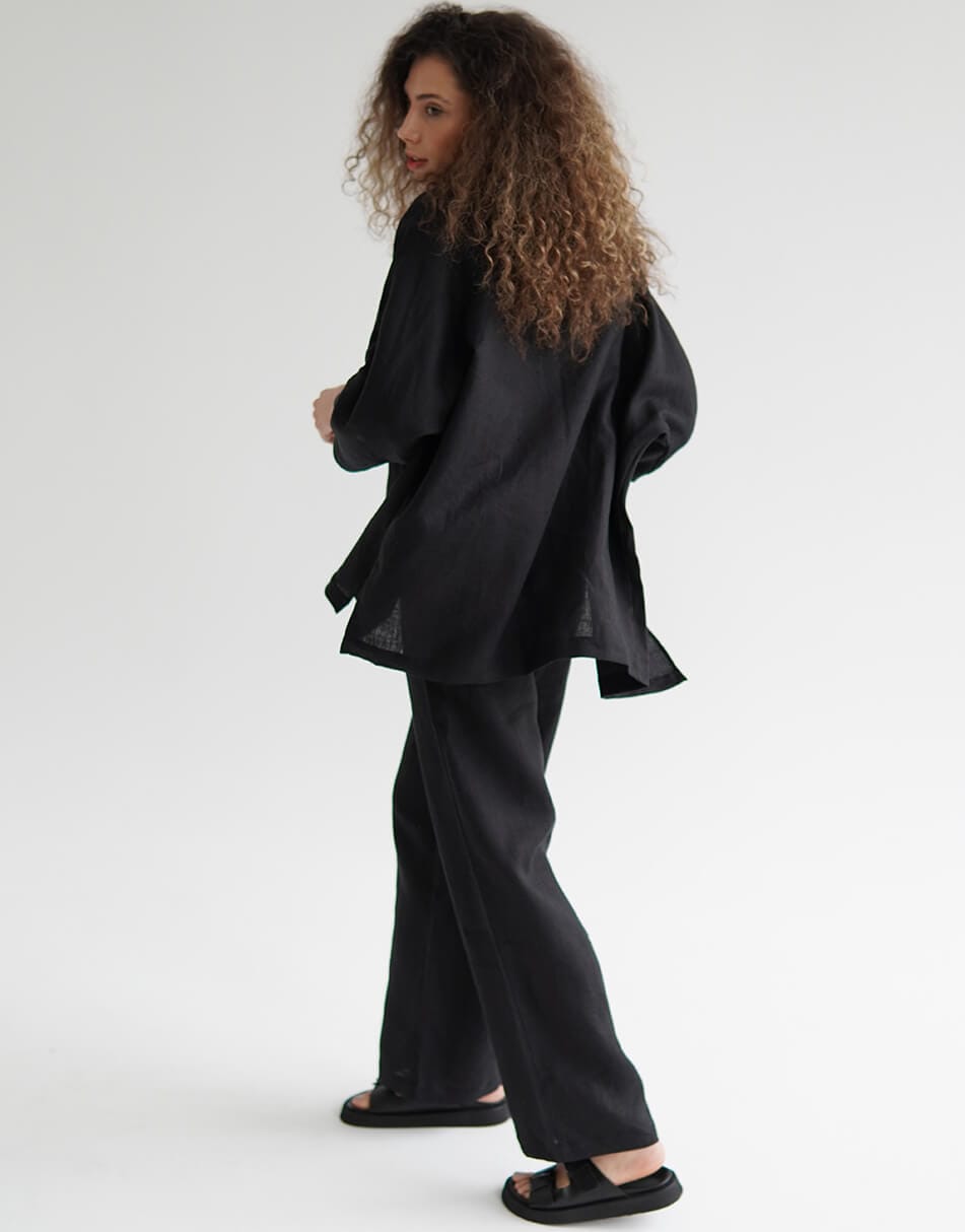 Льняний жіночий костюм із брюками Etape EW 3 Linen Black