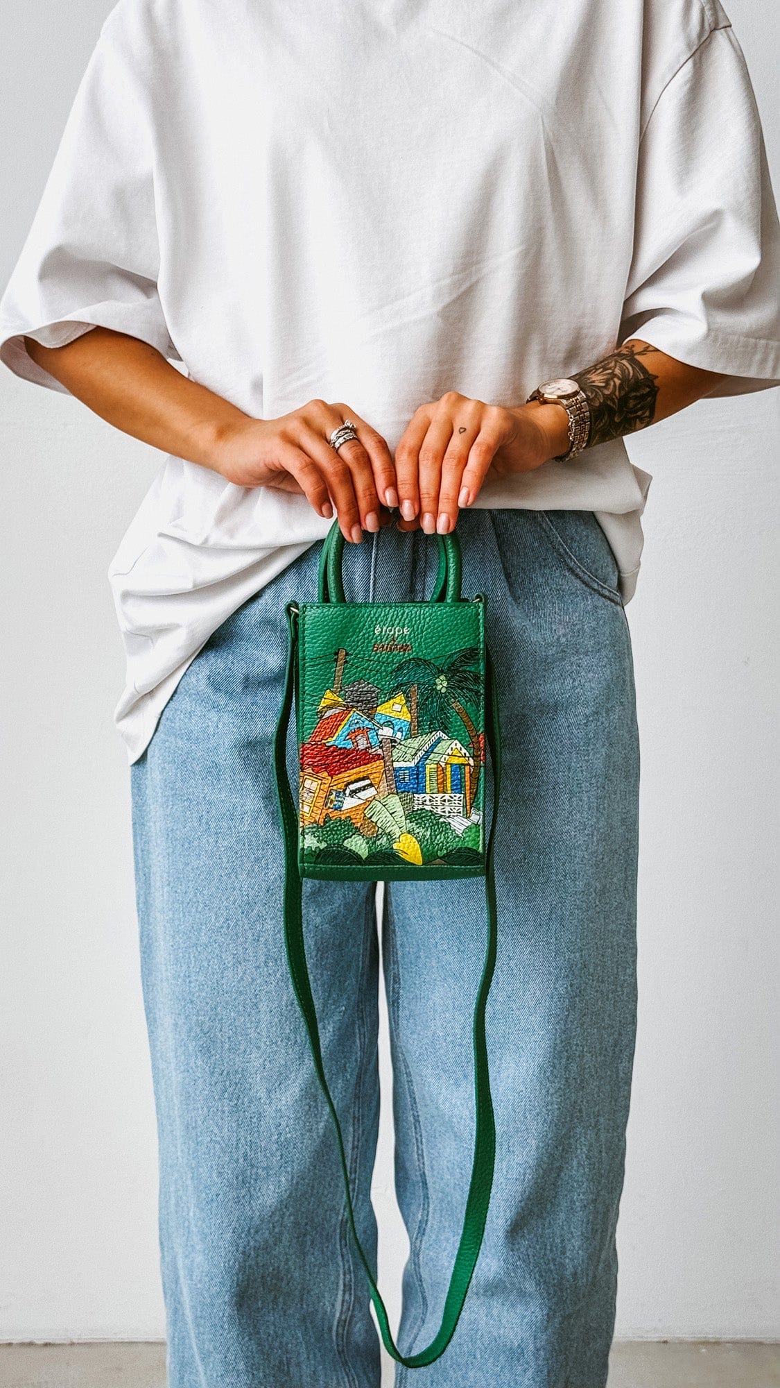 Сумка шкіряна Ètape X Sagaboi Hand Painted MIMI Bag Green